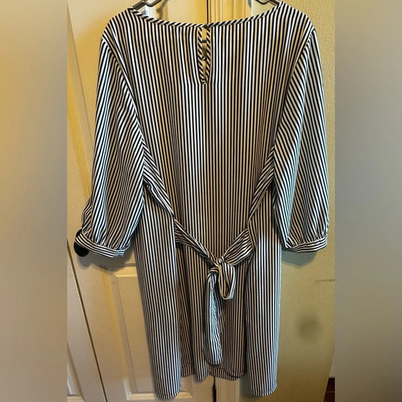 Apt. 9 Women’s Plus Size Shift Dress Black.  White Striped Belted Lined Sz 2XL - Picture 7 of 11